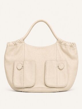 BODHI Soft Pebbled Leather Hobo Tote Bag Ivory Cream Large Shoulder Bag